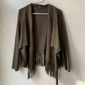 Olive Suede Fringe Jacket